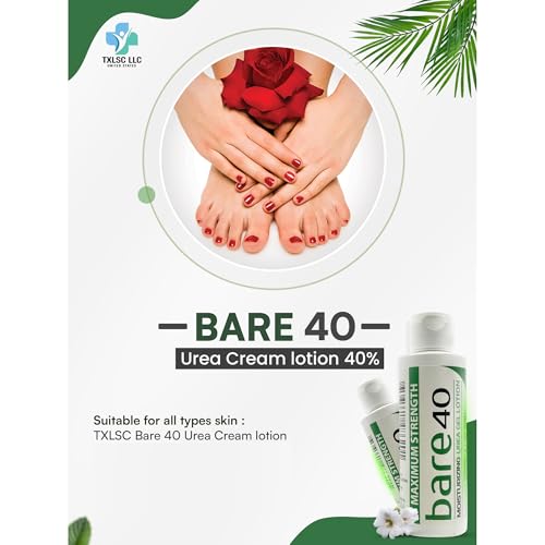 Professional Bare 40 Pro lotion with 40% Urea Cream for Dry, rough skin, Hydrating & Exfoliating Formula for Dry – Enriched with Tea Tree Oil, Aloe Vera & Jojoba Beads