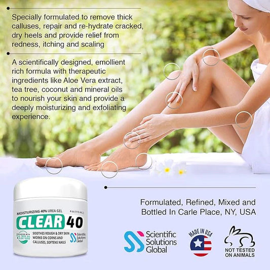 CLEAR 40 - 40% Urea Gel with Tea Tree Oil and Aloe Vera