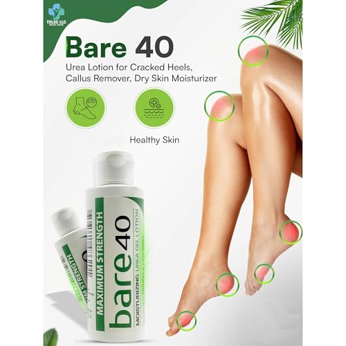 Professional Bare 40 Pro lotion with 40% Urea Cream for Dry, rough skin, Hydrating & Exfoliating Formula for Dry – Enriched with Tea Tree Oil, Aloe Vera & Jojoba Beads