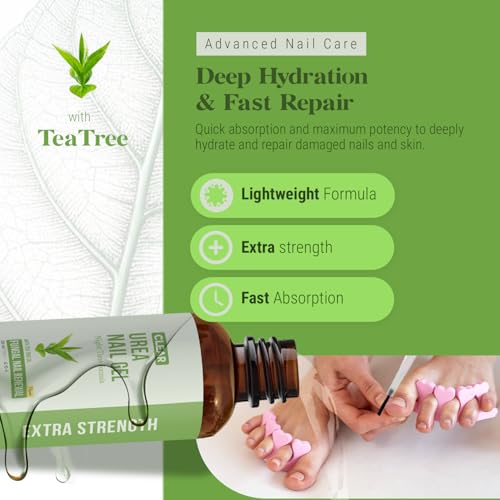 Urea Nail Gel Combo Pack – 50% Urea Daily Treatment & CLEAR 40% Urea Night Gel with Tea Tree Oil – Softens Thick Nails, Repairs Cracked Heels, Whitens Discolored Nails – Quick-Dry – Made in USA
