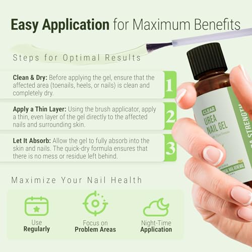 Urea Nail Gel Combo Pack – 50% Urea Daily Treatment & CLEAR 40% Urea Night Gel with Tea Tree Oil – Softens Thick Nails, Repairs Cracked Heels, Whitens Discolored Nails – Quick-Dry – Made in USA